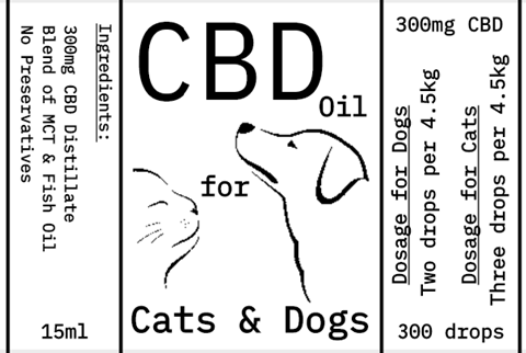 CBD Isolate Drops for Cats & Dogs 300mg (15ml)