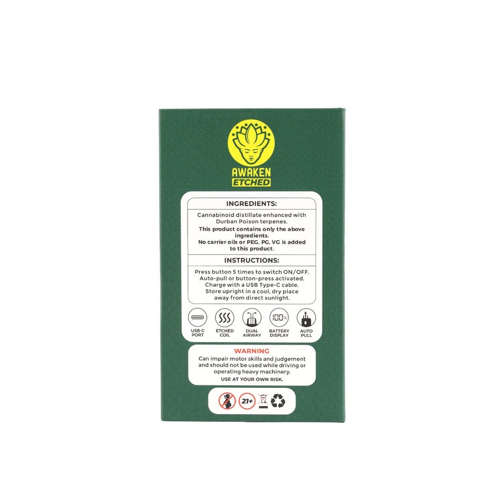 Awaken® Etched Disposable Vape 1ml - Paradise Skunk (Sativa)