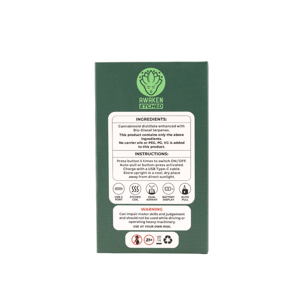 Awaken® Etched Disposable Vape 1ml - Paradise Skunk (Sativa)