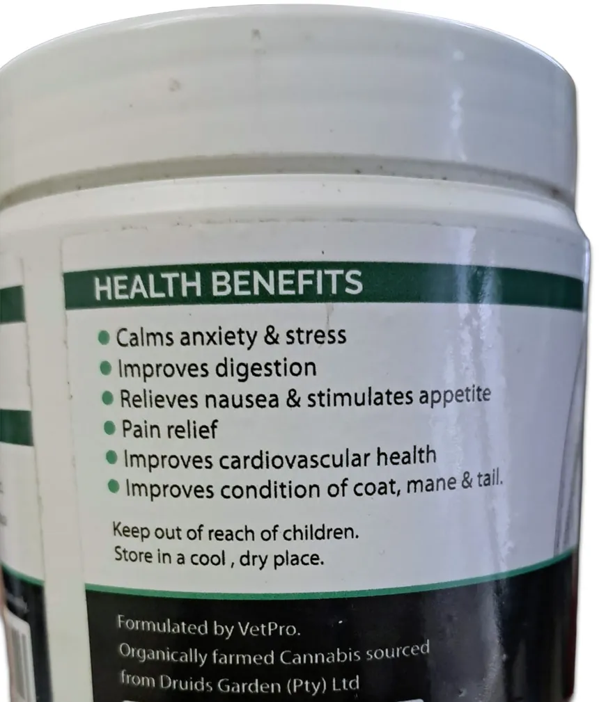 CBD Cannabis Powder back - Horses.webp