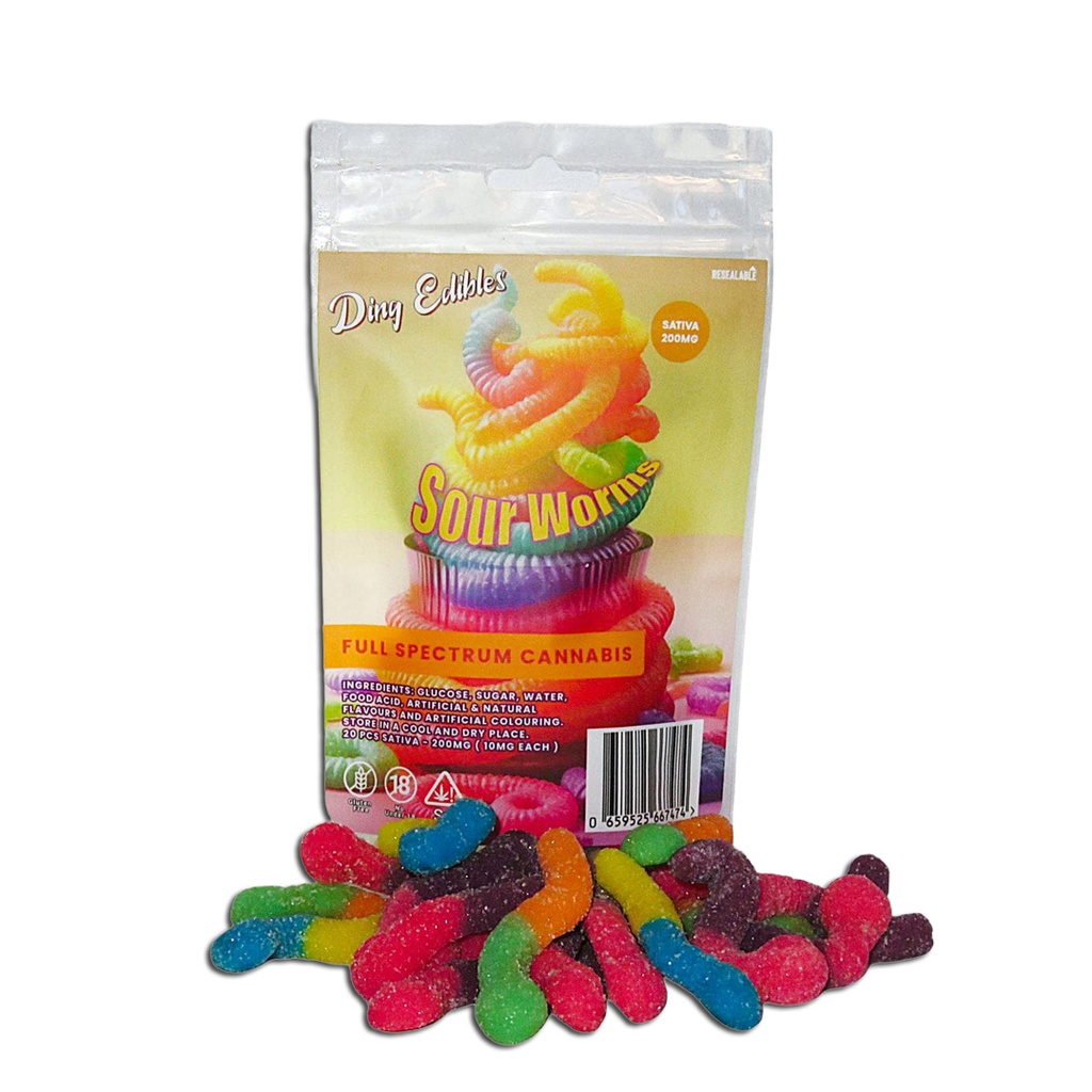 Gummies - Sour Worms 200mg (20x10mg) - Sativa